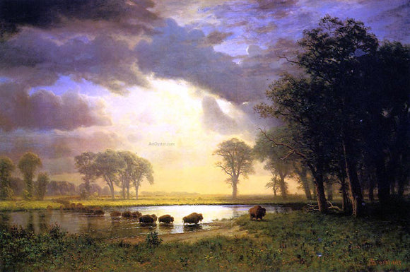  Albert Bierstadt The Buffalo Trail - Canvas Art Print