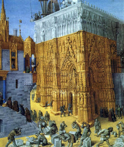  Jean Fouquet The Building of a Cathedral - Canvas Art Print