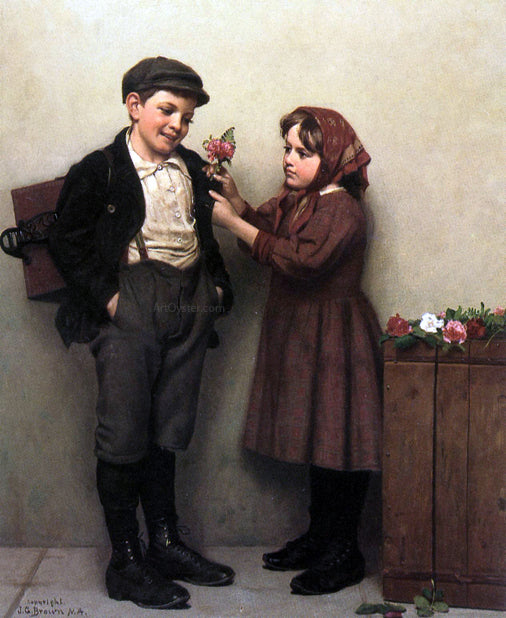  John George Brown The Button Hole Posey - Canvas Art Print