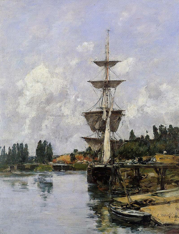  Eugene-Louis Boudin The Canal at Saint-Valery-sur-Somme - Canvas Art Print