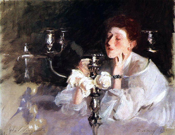  John Singer Sargent The Candelabrum (also known as Lady with Cancelabra or The Cigarette) - Canvas Art Print