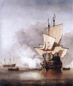  The Younger Willem Van de  Velde The Cannon Shot - Canvas Art Print