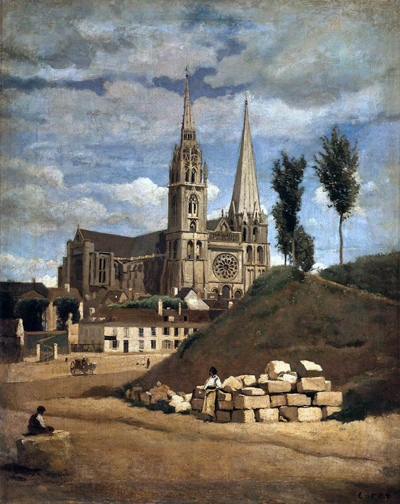  Jean-Baptiste-Camille Corot The Cathedral of Chartres - Canvas Art Print