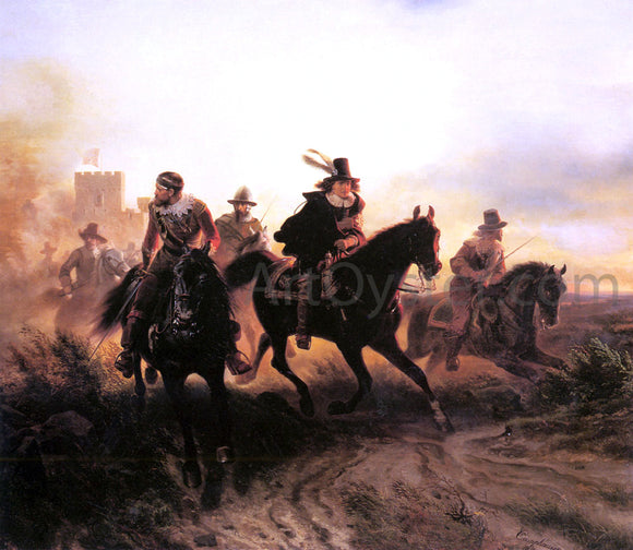  Wilhelm Camphausen The Cavalry Retreat - Canvas Art Print