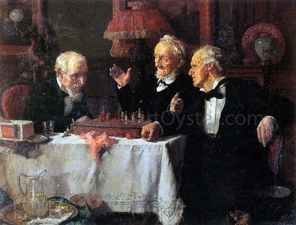  Louis C Moeller The Chess Game - Canvas Art Print