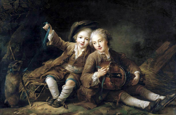  Francois-Hubert Drouais The Children of the Duc de Bouillon - Canvas Art Print