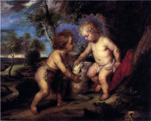  Theodore Clement Steele The Christ Child and the Infant St. John after Rubens - Canvas Art Print
