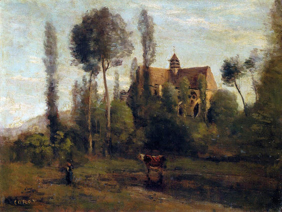  Jean-Baptiste-Camille Corot The Church at Essommes, near the Chateau Thierry - Canvas Art Print