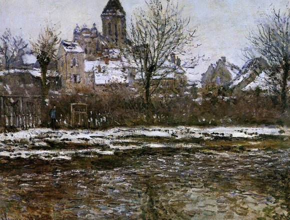  Claude Oscar Monet The Church at Vetheuil, Snow - Canvas Art Print