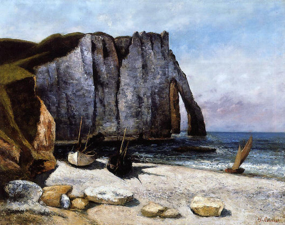  Gustave Courbet The Cliff at Etretat, the Porte d'Avale - Canvas Art Print