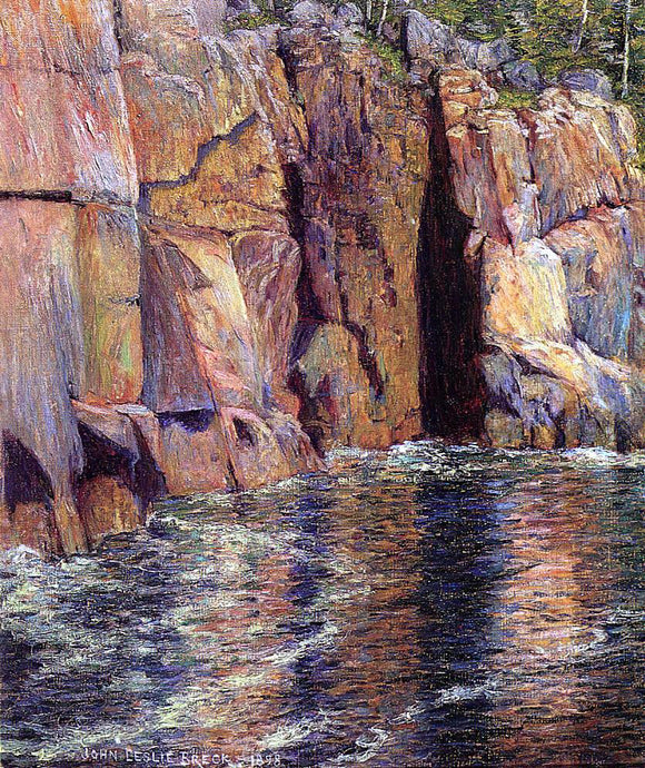  John Leslie Breck The Cliffs at Ironbound Island, Maine - Canvas Art Print
