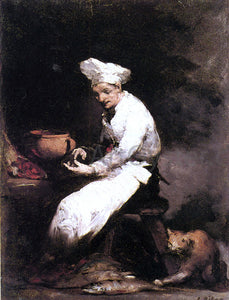  Theodule Ribot The Cook and the Cat - Canvas Art Print