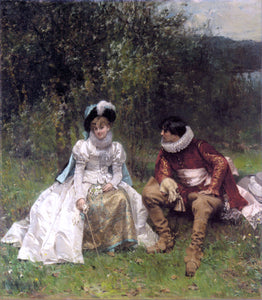  Adrien Moreau The Courtship - Canvas Art Print