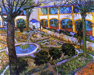  Vincent Van Gogh The Courtyard of the Hospital at Arles - Canvas Art Print