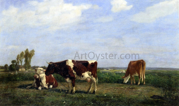  Eugene-Louis Boudin The Cows in a Meadow - Canvas Art Print