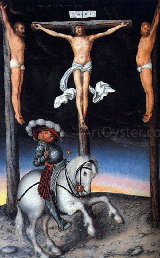  The Elder Lucas Cranach The Crucifixion with the Converted Centurion - Canvas Art Print