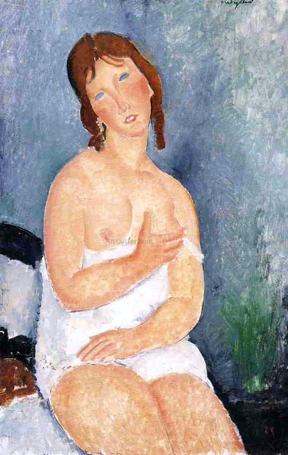  Amedeo Modigliani The Dairymaid (also known as Red Haired Young Woman in Shift) - Canvas Art Print