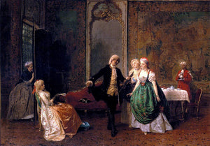  Domenico Induno The Dancing Lesson - Canvas Art Print