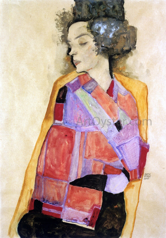  Egon Schiele The Daydreamer (Gerti Schiele) - Canvas Art Print
