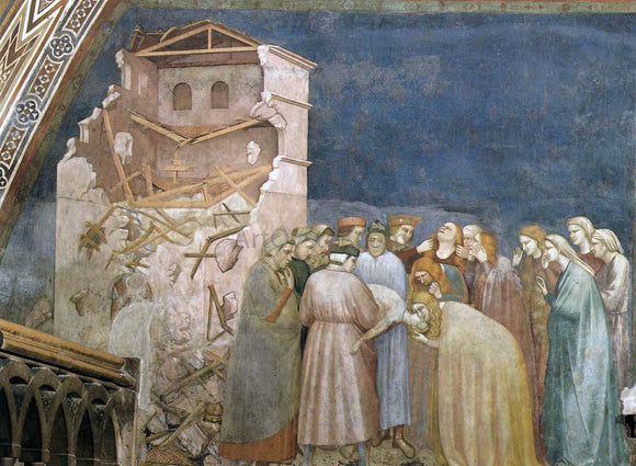  Giotto Di Bondone The Death of the Boy in Sessa (North transept, Lower Church, San Francesco, Assisi) - Canvas Art Print