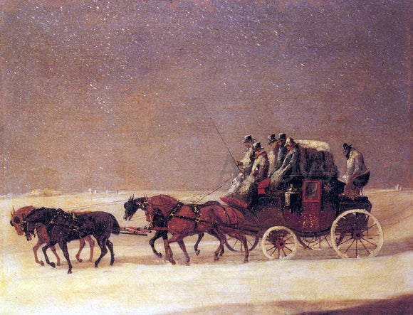  Henry Alken The Derby and London Royal Mail on the Open Road in Winter - Canvas Art Print