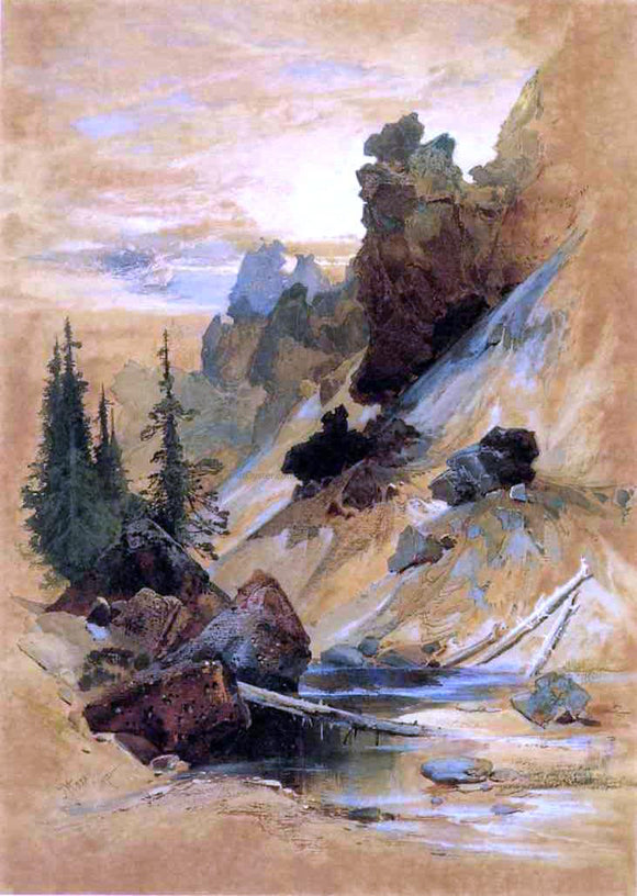  Thomas Moran The Devils Den on Cascade Creek - Canvas Art Print