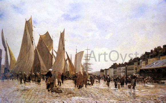  Hippolyte Camille Delpy The Docks at Dieppe - Canvas Art Print