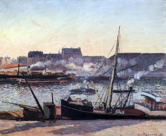  Camille Pissarro The Docks, Rouen: Afternoon - Canvas Art Print