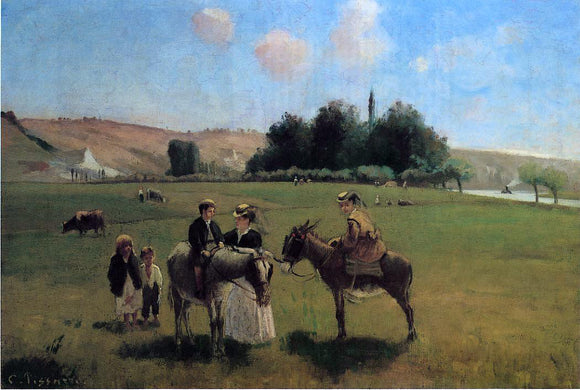  Camille Pissarro The Donkey Ride at Le Roche Guyon - Canvas Art Print