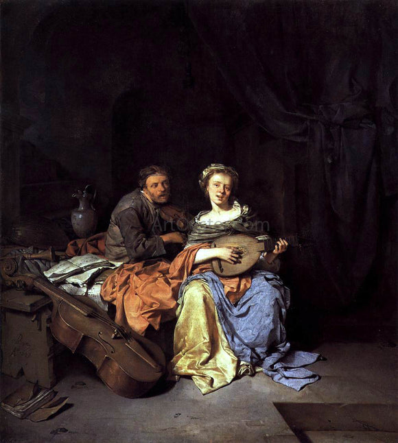  Cornelis Bega The Duet - Canvas Art Print