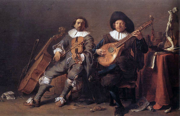  Cornelis Saftleven The Duet - Canvas Art Print