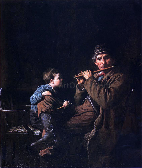  Eastman Johnson The Earnest Pupil (also known as The Fifers) - Canvas Art Print