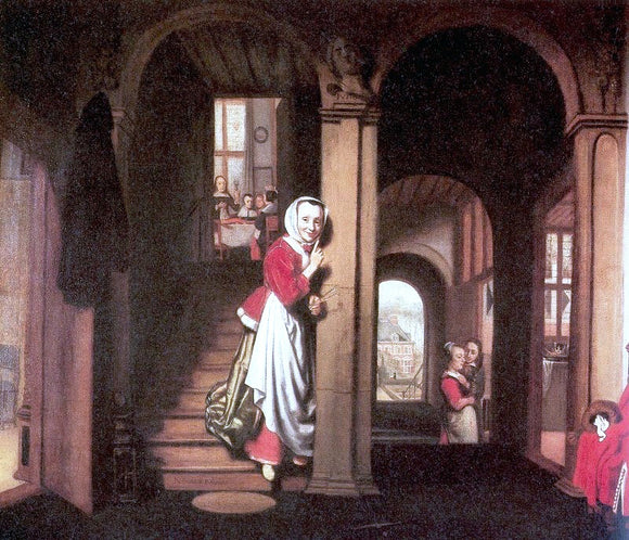  Nicolaes Maes The Eavesdropper - Canvas Art Print
