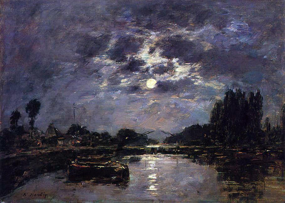  Eugene-Louis Boudin The Effect of Moonlight (also known as St. Valery Canal) - Canvas Art Print