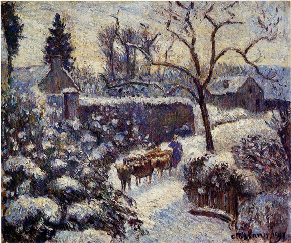  Camille Pissarro The Effect of Snow at Montfoucault - Canvas Art Print