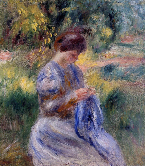  Pierre Auguste Renoir The Embroiderer (also known as Woman Embroidering in a Garden) - Canvas Art Print