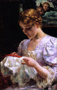  James Carroll Beckwith The Embroiderer - Canvas Art Print