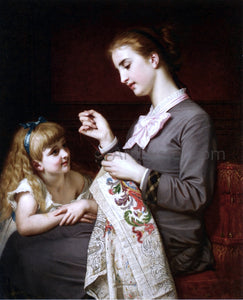  Hugues Merle The Embroidery Lesson - Canvas Art Print