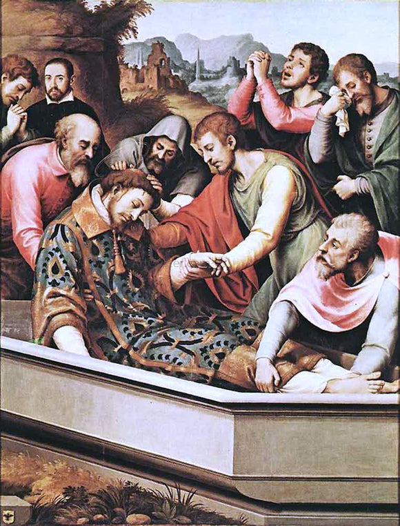  Juan de es De Juanes The Entombment of St Stephen Martyr - Canvas Art Print