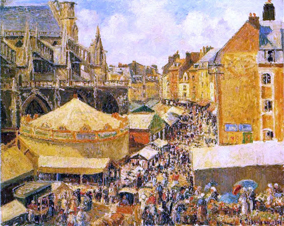  Camille Pissarro The Fair in Dieppe: Sunny Morning - Canvas Art Print
