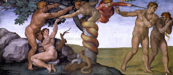  Michelangelo Buonarroti The Fall and Expulsion from Garden of Eden - Canvas Art Print