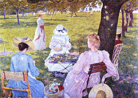  Theo Van Rysselberghe A Family in an Orchard - Canvas Art Print