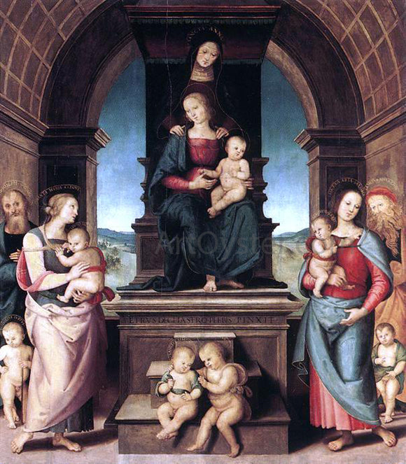  Pietro Perugino The Family of the Madonna - Canvas Art Print