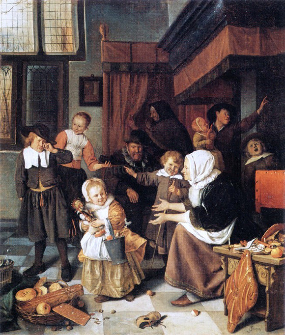  Jan Steen The Feast of St Nicholas - Canvas Art Print