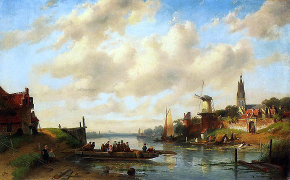  Charles Joseph Leickert The Ferry - Canvas Art Print