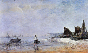  Eugene-Louis Boudin The Fisherman, Low Tide - Canvas Art Print