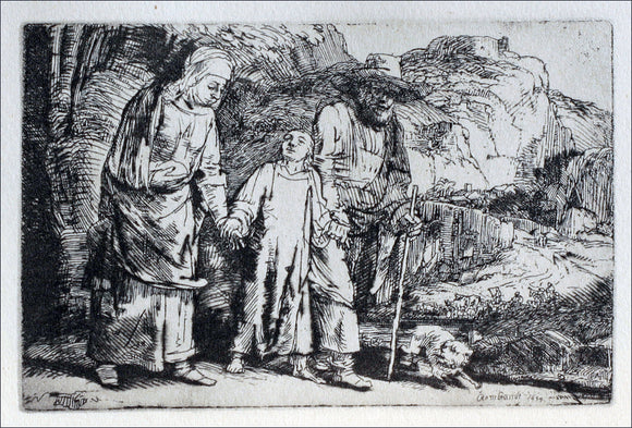  Rembrandt Van Rijn The Flight into Egypt; The Holy Family Crossing the Rill - Canvas Art Print