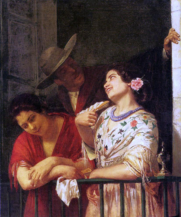  Mary Cassatt The Flirtation - A Balcony in Seville - Canvas Art Print