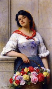  Eugene De Blaas The Flower Girl - Canvas Art Print