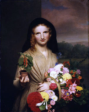  Charles Cromwell Ingham The Flower Girl - Canvas Art Print